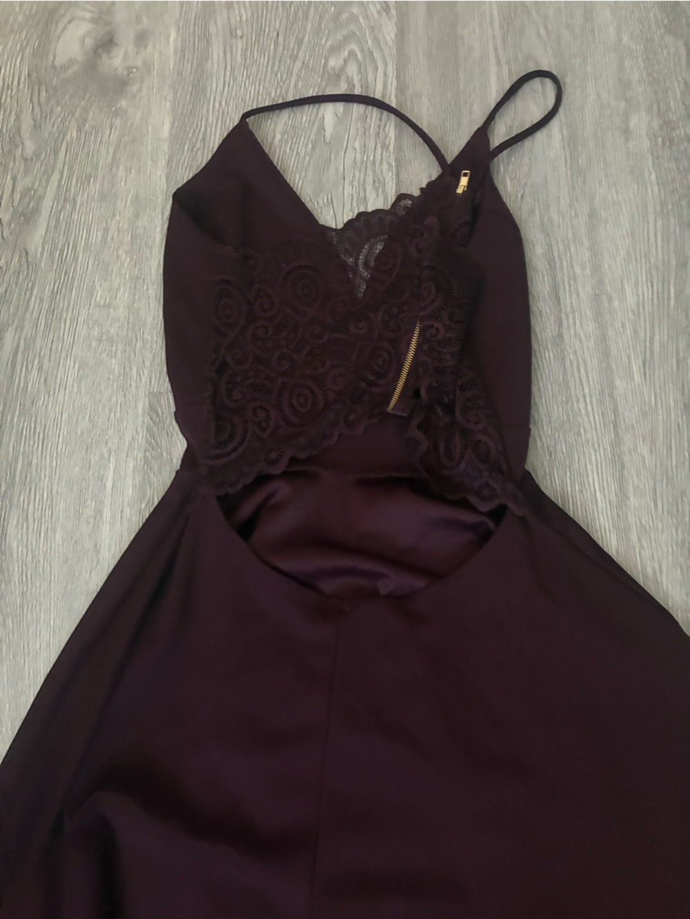 Windsor Deep Plum High-Low Spaghetti Strap Dress - Picture 2 of 3